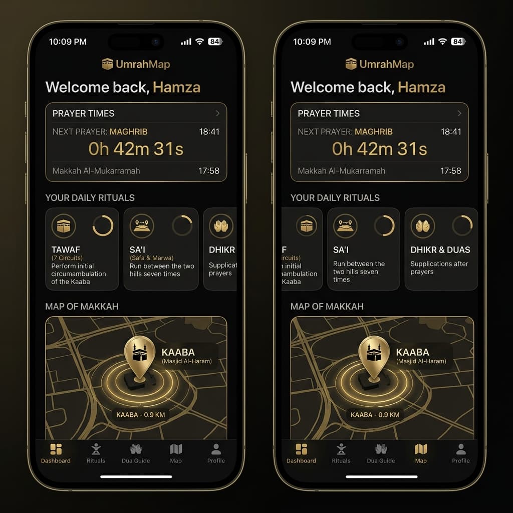 UmrahMap app home screen